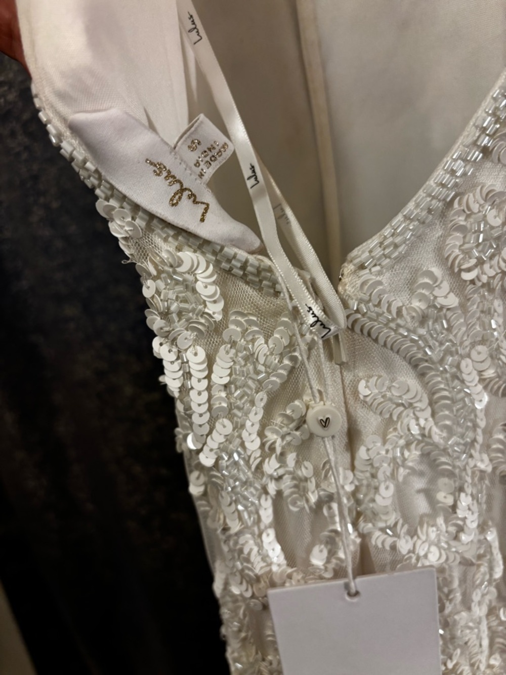NWT Everlasting Passion White Sequin Beaded Backless Maxi Wedding Dress Bride - Picture 9 of 10
